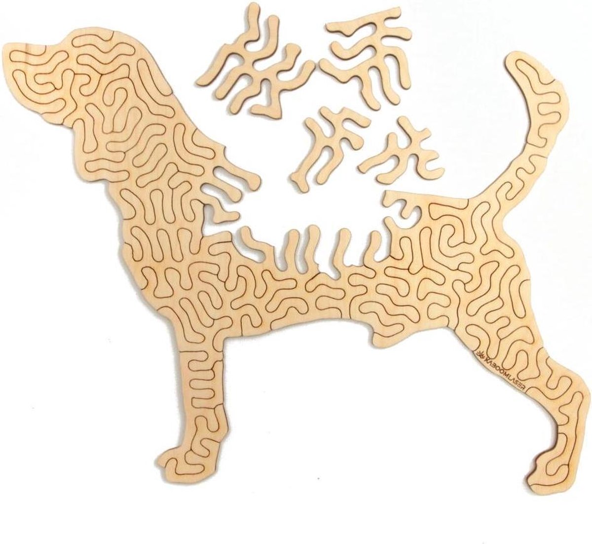 Hond | Houten puzzel | Entropy serie | 38 stukjes| A4 | Legpuzzel | Jigsaw| Geproduceerd in Nederland | Kaboomlaser